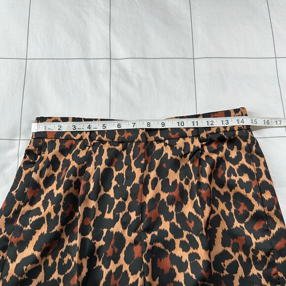 J. Crew Pants Womens 4 Brown Leopard High Rise Wide Leg Pull On Stretch Animal - Picture 6 of 9
